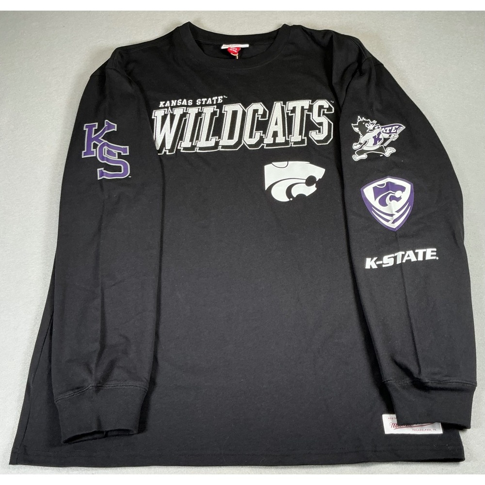Mitchell & Ness Kansas State Wildcats Long Sleeve T-Shirt Men's L Black NWT